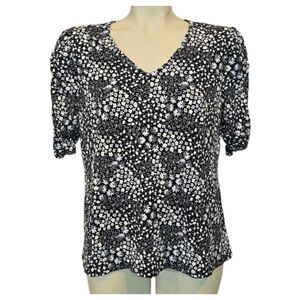 Floral Black and White Women's Top